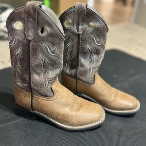 Old West Brown and Gray Kids Boots